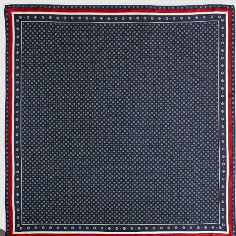 Madewell Navy Red 100% Silk Bandana Scarf 31" X 31"